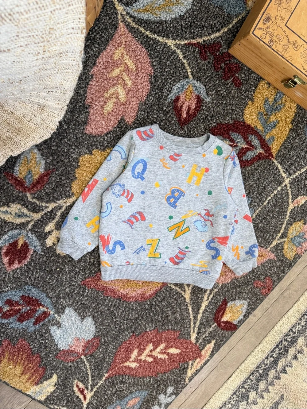 Dr. Seuss Alphabet Print Sweatshirt 2T Toddler Gray Multicolor Alphabet